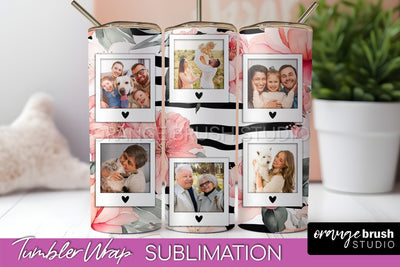 Photo Tumbler Wrap, Floral Picture Frame Tumbler Sublimation Sublimation OrangeBrushStudio 