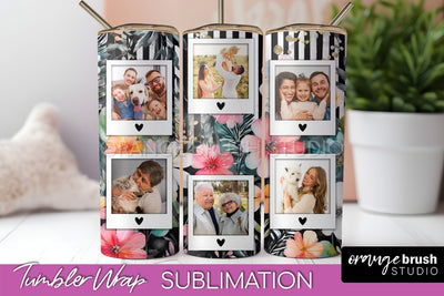 Photo Tumbler Wrap, Floral Picture Frame Tumbler Sublimation Sublimation OrangeBrushStudio 