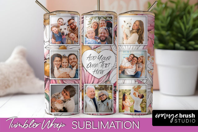 Photo Tumbler Wrap, Floral Picture Frame Tumbler Sublimation Sublimation OrangeBrushStudio 