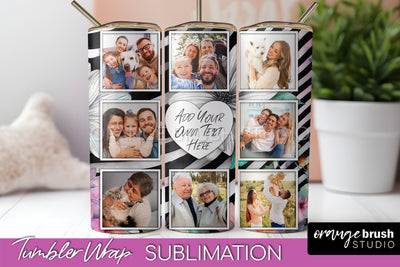 Photo Tumbler Wrap, Floral Picture Frame Tumbler Sublimation Sublimation OrangeBrushStudio 