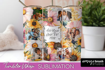 Photo Tumbler Wrap, Floral Picture Frame Tumbler Sublimation Sublimation OrangeBrushStudio 