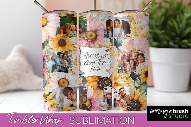 Photo Tumbler Wrap, Floral Picture Frame Tumbler Sublimation Sublimation OrangeBrushStudio 