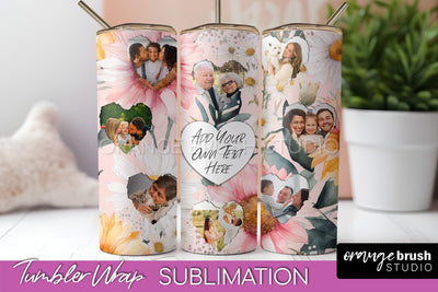Photo Tumbler Wrap, Floral Picture Frame Tumbler Sublimation Sublimation OrangeBrushStudio 