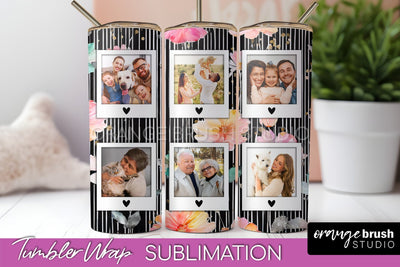 Photo Tumbler Wrap, Floral Picture Frame Tumbler Sublimation Sublimation OrangeBrushStudio 