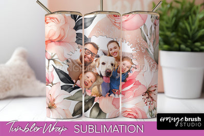 Photo Tumbler Wrap, Floral Picture Frame Tumbler Sublimation Sublimation OrangeBrushStudio 