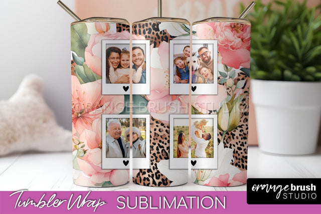 Photo Tumbler Wrap, Floral Picture Frame Tumbler Sublimation Sublimation OrangeBrushStudio 