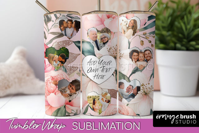 Photo Tumbler Wrap, Floral Picture Frame Tumbler Sublimation Sublimation OrangeBrushStudio 