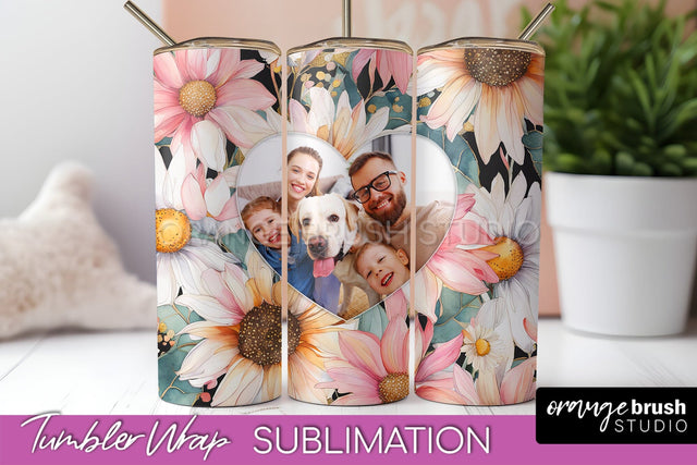 Photo Tumbler Wrap, Floral Picture Frame Tumbler Sublimation Sublimation OrangeBrushStudio 