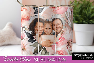 Photo Tumbler Wrap, Floral Picture Frame Tumbler Sublimation Sublimation OrangeBrushStudio 