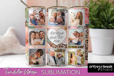 Photo Tumbler Wrap, Floral Picture Frame Tumbler Sublimation Sublimation OrangeBrushStudio 