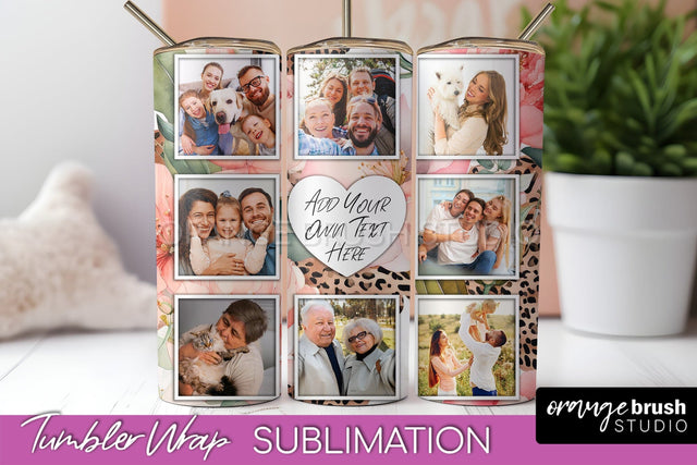 Photo Tumbler Wrap, Floral Picture Frame Tumbler Sublimation Sublimation OrangeBrushStudio 