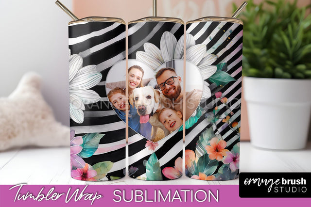 Photo Tumbler Wrap, Floral Picture Frame Tumbler Sublimation Sublimation OrangeBrushStudio 
