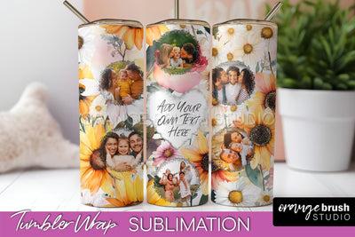 Photo Tumbler Wrap, Floral Picture Frame Tumbler Sublimation Sublimation OrangeBrushStudio 