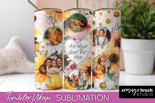 Photo Tumbler Wrap, Floral Picture Frame Tumbler Sublimation Sublimation OrangeBrushStudio 