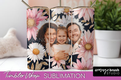 Photo Tumbler Wrap, Floral Picture Frame Tumbler Sublimation Sublimation OrangeBrushStudio 