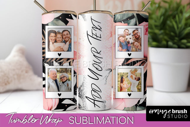 Photo Tumbler Wrap, Floral Picture Frame Tumbler Sublimation Sublimation OrangeBrushStudio 