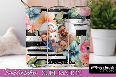 Photo Tumbler Wrap, Floral Picture Frame Tumbler Sublimation Sublimation OrangeBrushStudio 