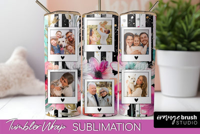 Photo Tumbler Wrap, Floral Picture Frame Tumbler Sublimation Sublimation OrangeBrushStudio 
