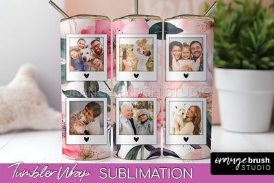 Photo Tumbler Wrap, Floral Picture Frame Tumbler Sublimation Sublimation OrangeBrushStudio 
