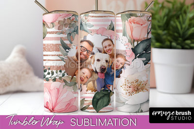 Photo Tumbler Wrap, Floral Picture Frame Tumbler Sublimation Sublimation OrangeBrushStudio 