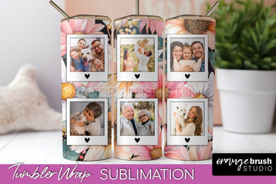 Photo Tumbler Wrap, Floral Picture Frame Tumbler Sublimation Sublimation OrangeBrushStudio 