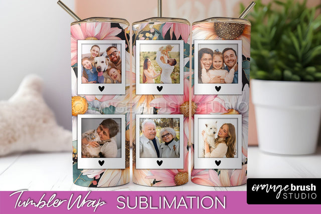 Photo Tumbler Wrap, Floral Picture Frame Tumbler Sublimation Sublimation OrangeBrushStudio 