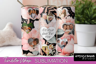Photo Tumbler Wrap, Floral Picture Frame Tumbler Sublimation Sublimation OrangeBrushStudio 