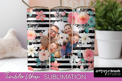 Photo Tumbler Wrap, Floral Picture Frame Tumbler Sublimation Sublimation OrangeBrushStudio 