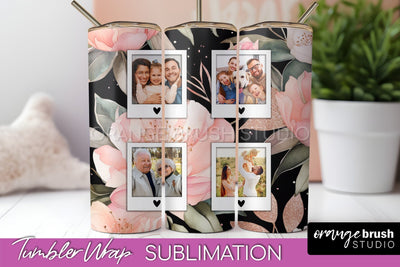Photo Tumbler Wrap, Floral Picture Frame Tumbler Sublimation Sublimation OrangeBrushStudio 