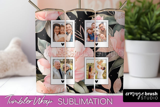 Photo Tumbler Wrap, Floral Picture Frame Tumbler Sublimation Sublimation OrangeBrushStudio 