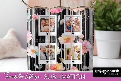 Photo Tumbler Wrap, Floral Picture Frame Tumbler Sublimation Sublimation OrangeBrushStudio 