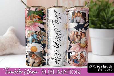Photo Tumbler Wrap, Floral Picture Frame Tumbler Sublimation Sublimation OrangeBrushStudio 