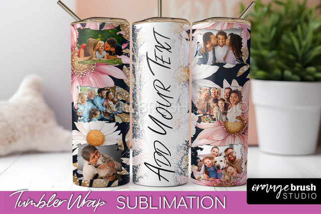 Photo Tumbler Wrap, Floral Picture Frame Tumbler Sublimation Sublimation OrangeBrushStudio 