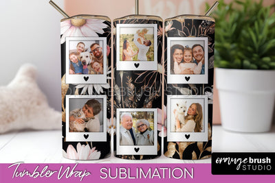 Photo Tumbler Wrap, Floral Picture Frame Tumbler Sublimation Sublimation OrangeBrushStudio 