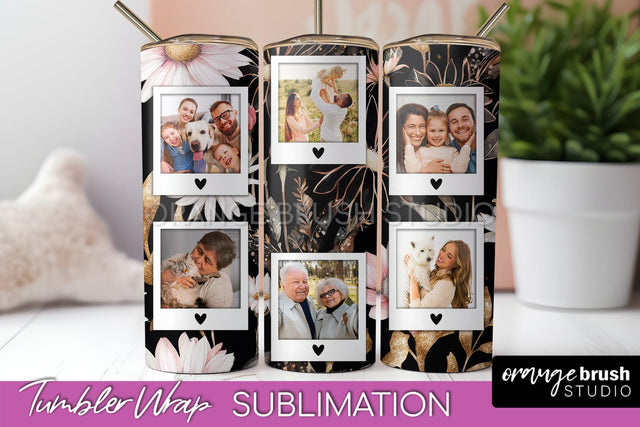 Photo Tumbler Wrap, Floral Picture Frame Tumbler Sublimation Sublimation OrangeBrushStudio 
