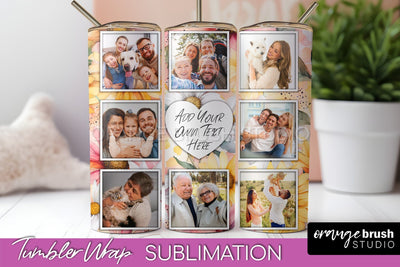 Photo Tumbler Wrap, Floral Picture Frame Tumbler Sublimation Sublimation OrangeBrushStudio 
