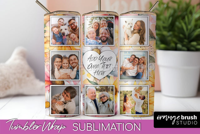 Photo Tumbler Wrap, Floral Picture Frame Tumbler Sublimation Sublimation OrangeBrushStudio 