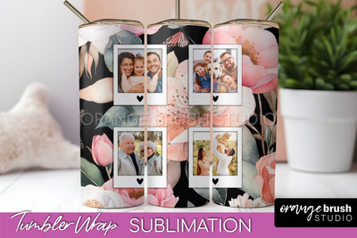 Photo Tumbler Wrap, Floral Picture Frame Tumbler Sublimation Sublimation OrangeBrushStudio 