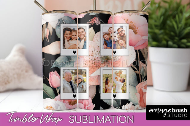 Photo Tumbler Wrap, Floral Picture Frame Tumbler Sublimation Sublimation OrangeBrushStudio 