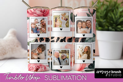 Photo Tumbler Wrap, Floral Picture Frame Tumbler Sublimation Sublimation OrangeBrushStudio 