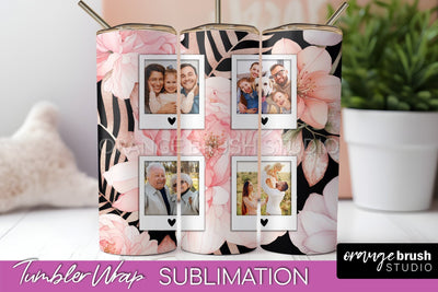 Photo Tumbler Wrap, Floral Picture Frame Tumbler Sublimation Sublimation OrangeBrushStudio 