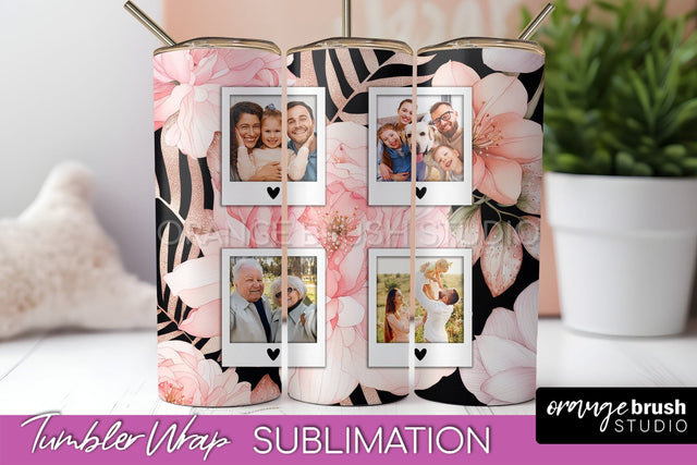 Photo Tumbler Wrap, Floral Picture Frame Tumbler Sublimation Sublimation OrangeBrushStudio 