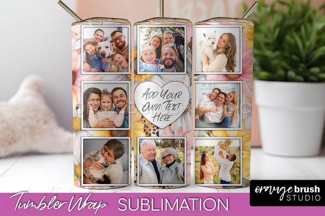 Photo Tumbler Wrap, Floral Picture Frame Tumbler Sublimation Sublimation OrangeBrushStudio 