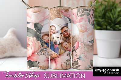 Photo Tumbler Wrap, Floral Picture Frame Tumbler Sublimation Sublimation OrangeBrushStudio 