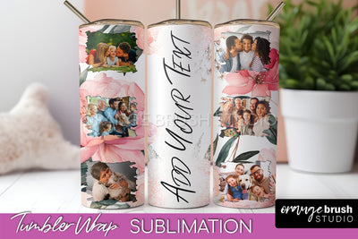 Photo Tumbler Wrap, Floral Picture Frame Tumbler Sublimation Sublimation OrangeBrushStudio 