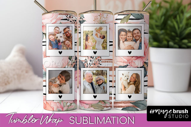 Photo Tumbler Wrap, Floral Picture Frame Tumbler Sublimation Sublimation OrangeBrushStudio 