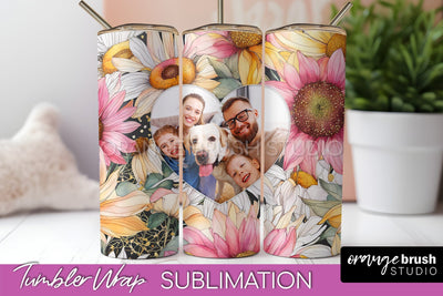 Photo Tumbler Wrap, Floral Picture Frame Tumbler Sublimation Sublimation OrangeBrushStudio 