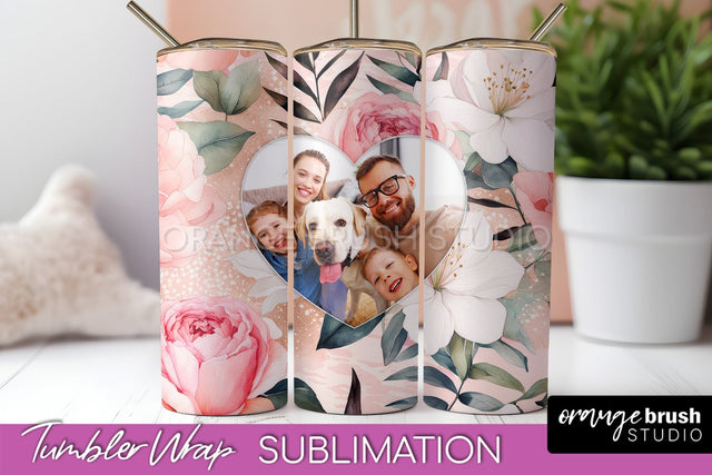 Photo Tumbler Wrap, Floral Picture Frame Tumbler Sublimation Sublimation OrangeBrushStudio 