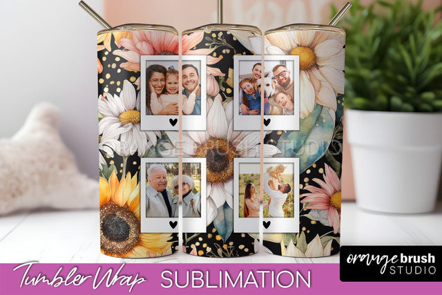 Photo Tumbler Wrap, Floral Picture Frame Tumbler Sublimation Sublimation OrangeBrushStudio 