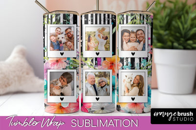 Photo Tumbler Wrap, Floral Picture Frame Tumbler Sublimation Sublimation OrangeBrushStudio 